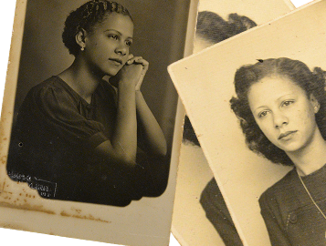 Self-portrait of grandmother Divina - comparison between original photograph and whitened watercolor